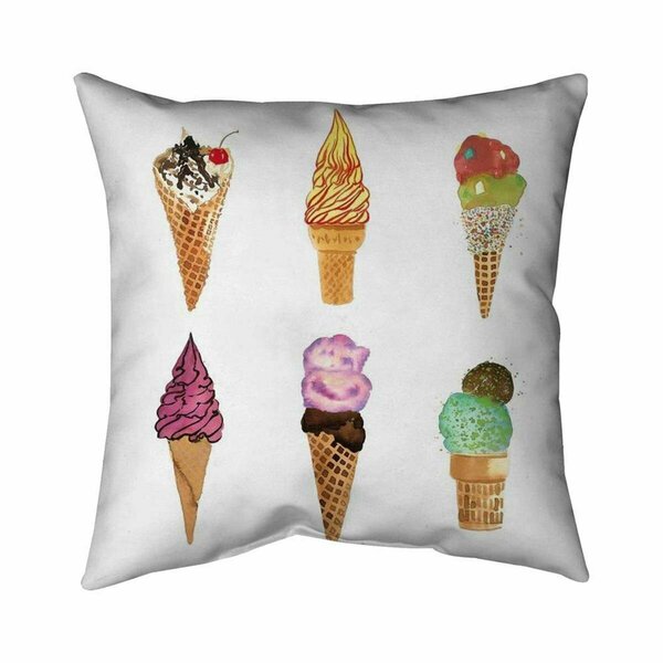 Fondo 20 x 20 in. Ice Cream Cones-Double Sided Print Indoor Pillow FO2773530